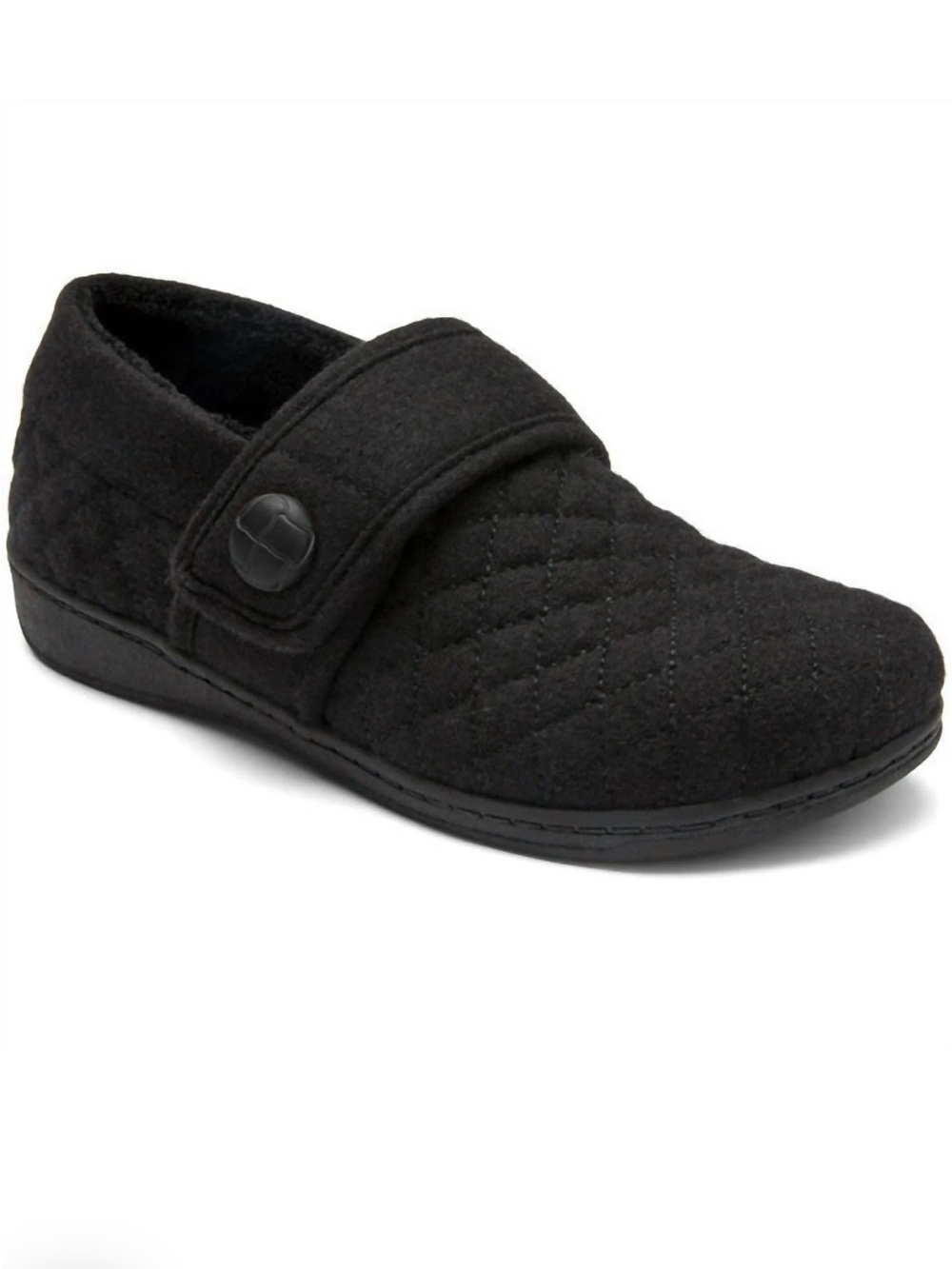 Vionic Jackie Quilted Black Arch Support Slip-on Slippers